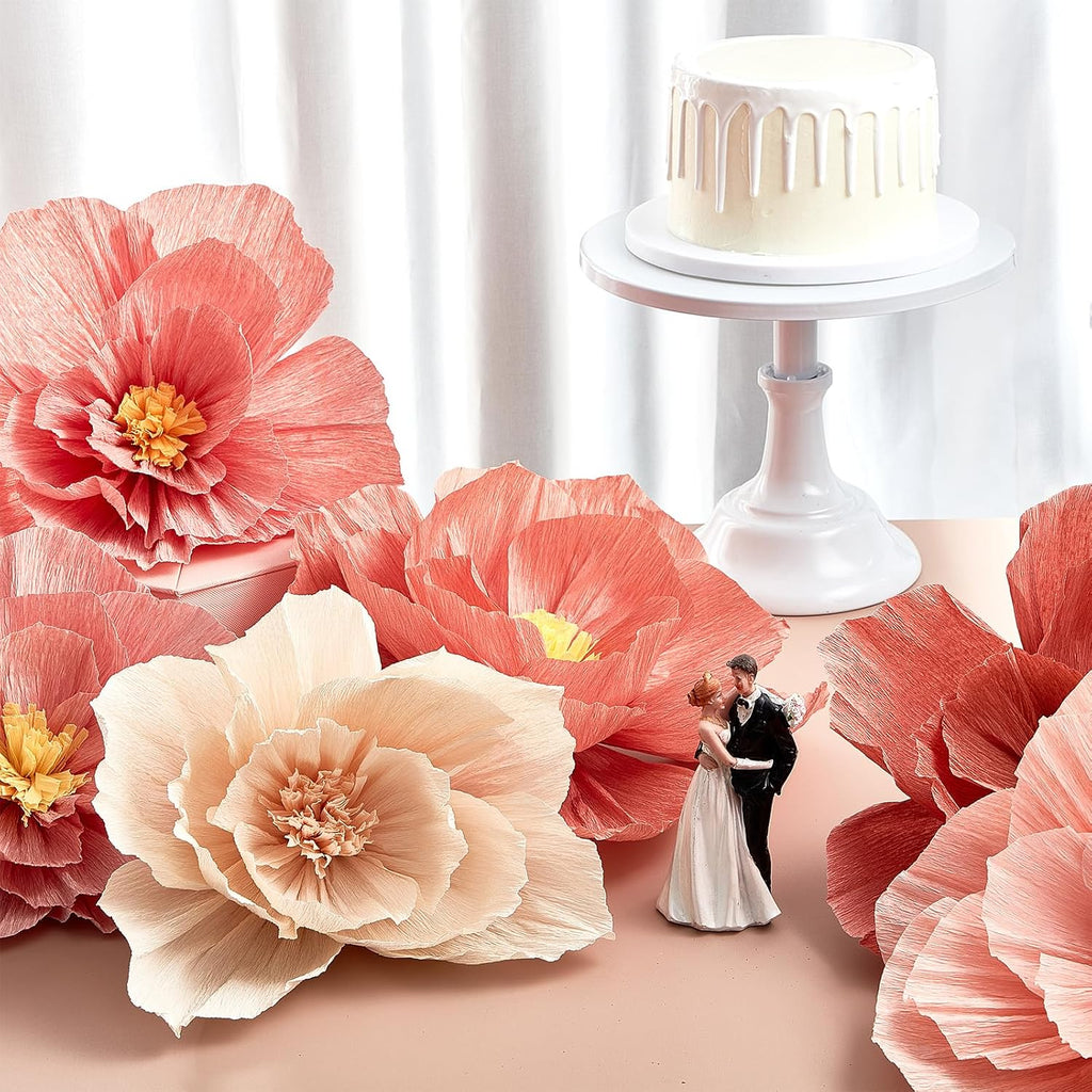 Cholemy 24 Pcs Tissue Paper Flowers, Crepe Paper Flowers Decorations 8" 10" 12" for Wedding Party Baby Bridal Shower Carnival Party Birthday Nursery Wall Decor (Assorted Color)