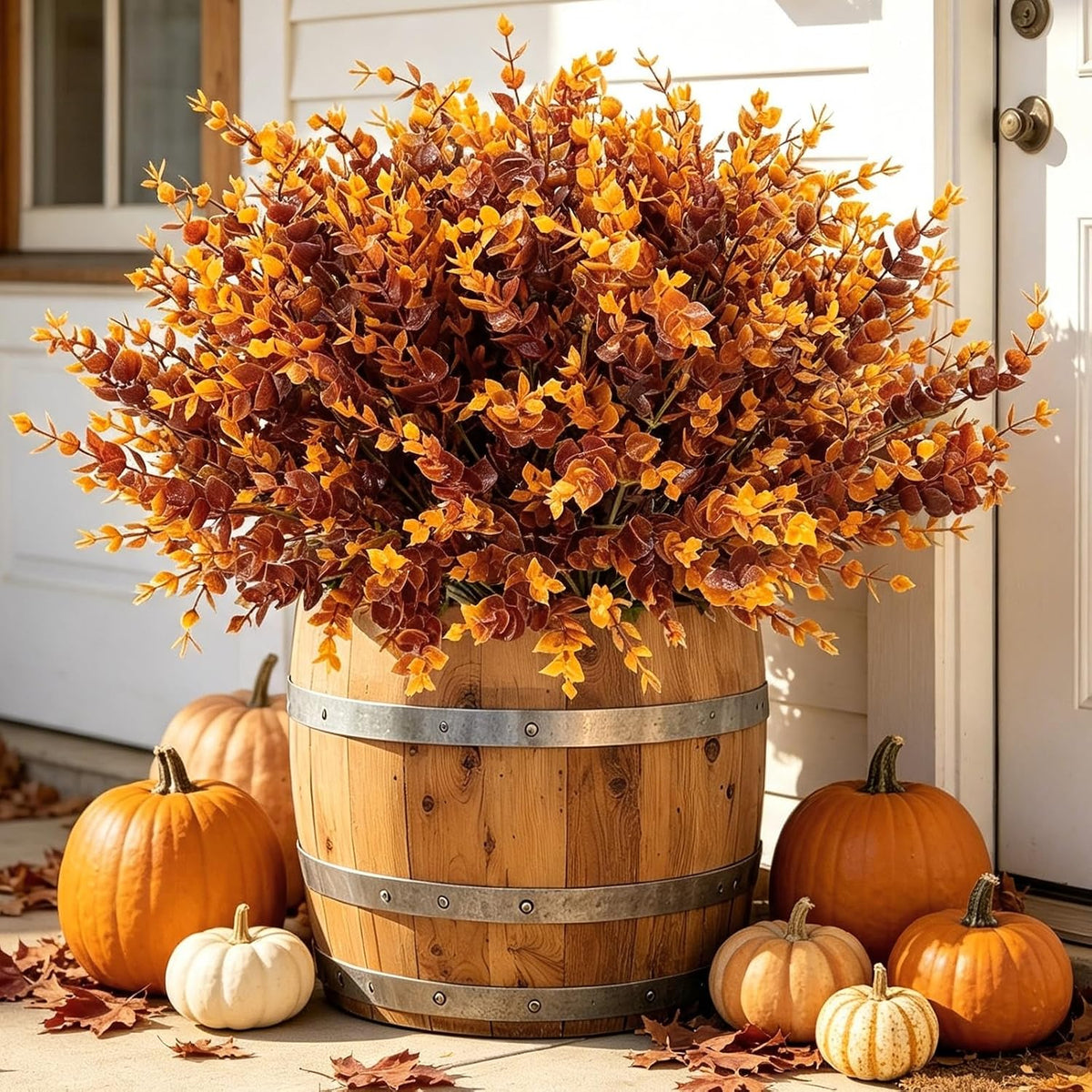 12 bundles artificial fall flowers for outdoors fall, close-up detail