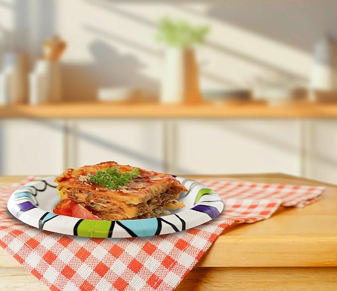 Amazon Basics Ultra Paper Plates, 8.62 Inch, Disposable, 120 Count