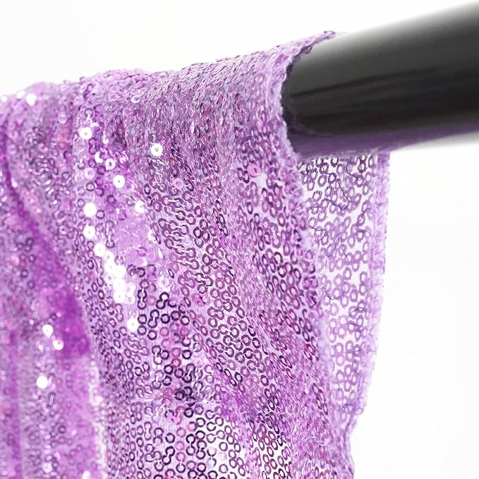 4Pcs 2Ft x 8Ft Sequin Backdrop Curtain, Glitter Photography Background, Sequence Xmas Thanksgiving Backdrop (Lavender, 4 pcs-2ftx8ft)