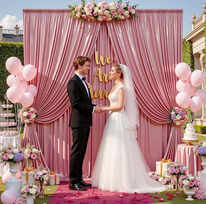 20ftx10ft Rose Gold Sequin Backdrop Curtain for Parties, Wrinkle Free Thick Glitter Sparkle Photo Backdrop Drapes 4 Panels 5x10FT Shimmer Back Drop Cloth for Wedding Birthday Photography Background