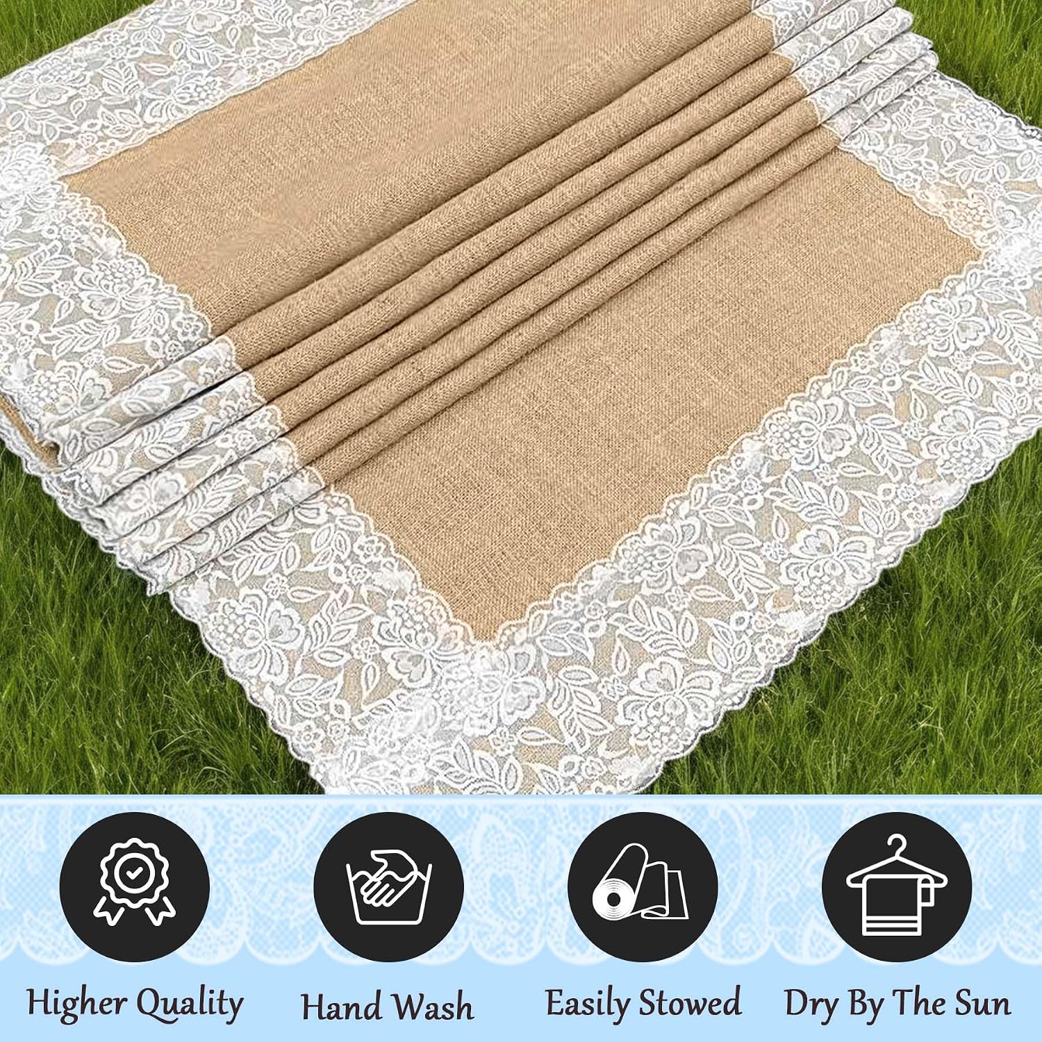3ft x 20 ft Wedding Aisle Runner Outdoor for Wedding Ceremony with Lace Jute Rustic Natural Burlap Decorations Beach Garden Church Reception Craft Decor
