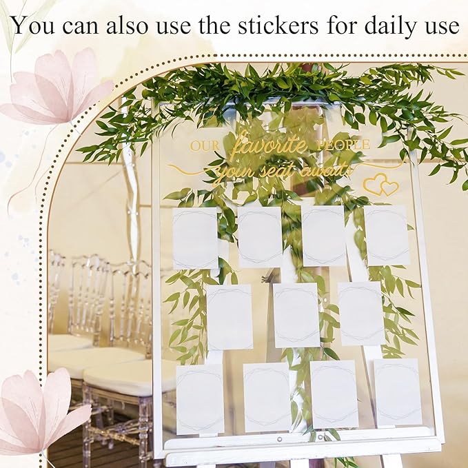 3 Pcs Wedding Seating Chart Decal Stickers DIY Our Favorite People Your Seat Awaits Vinyl Decal Wedding Sign Decor Seating Chart Board Mirror Stickers(Gold)