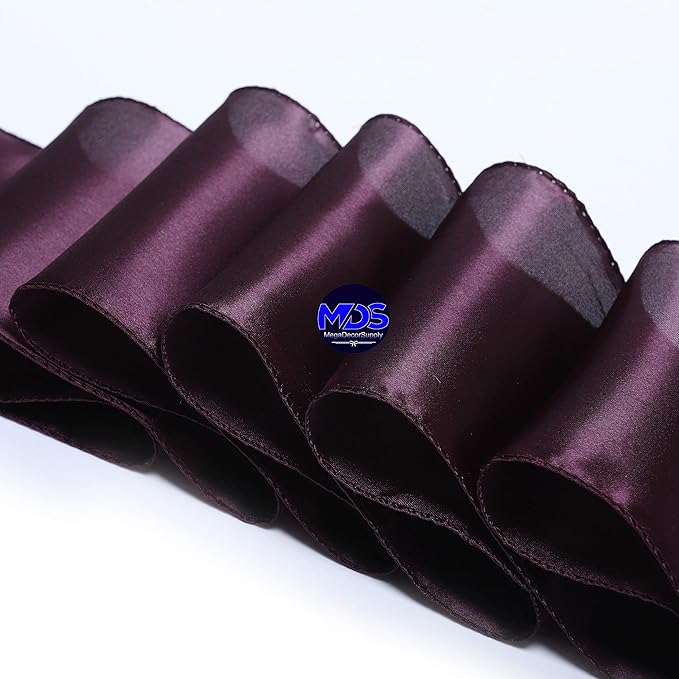 MDS Pack of 125 PCS Satin Chair Sashes Charmeuse Sateen Dining Chair Bows Ribbon Ties Back Sash for Wedding Party Birthday Home Hotel Restaurant Banquet Decoration (7 x 108 Inch, Plum)