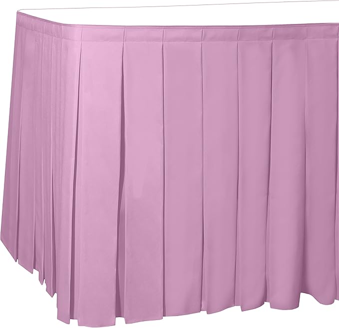Ultimate Textile Pleat Polyester Fabric Table Skirt - Machine Washable Flame Resistant with Clips for Events, Weddings & Trade Shows, Cut & Sewn in Paterson, NJ - Pink Balloon, 17' Box Pleat