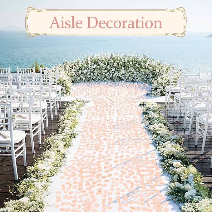 Faux Silk Flower Petals 300pcs Champagne- Versatile for Wedding Flower Girl, Aisle Decor, Centerpieces, Party Confetti, Romantic Events