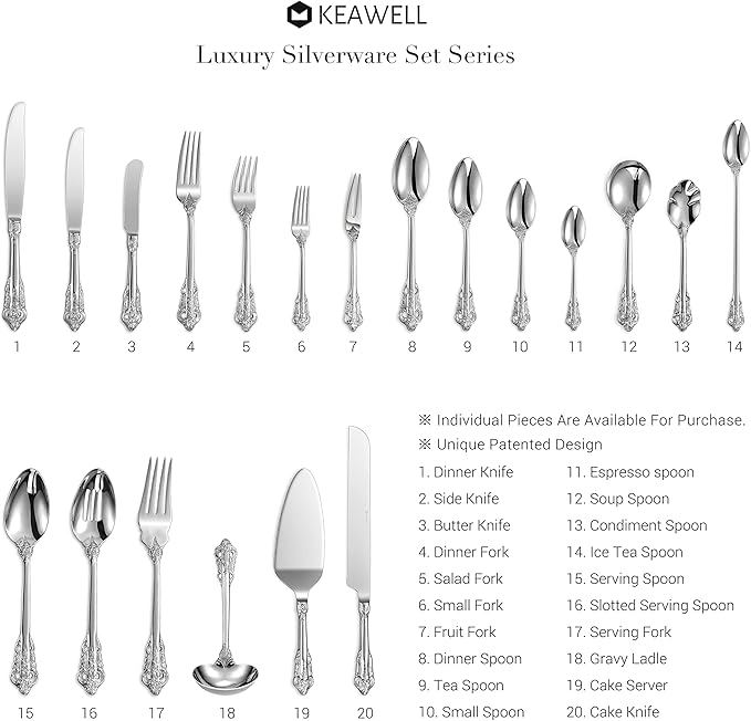 KEAWELL Luxury 6.3" Teaspoons, 18/10 Stainless Steel, Gorgeous Small Spoons, Stirring, Mixing, Sugar, Cake, Dessert Spoons, Mini Antipasto spoons (Silver)