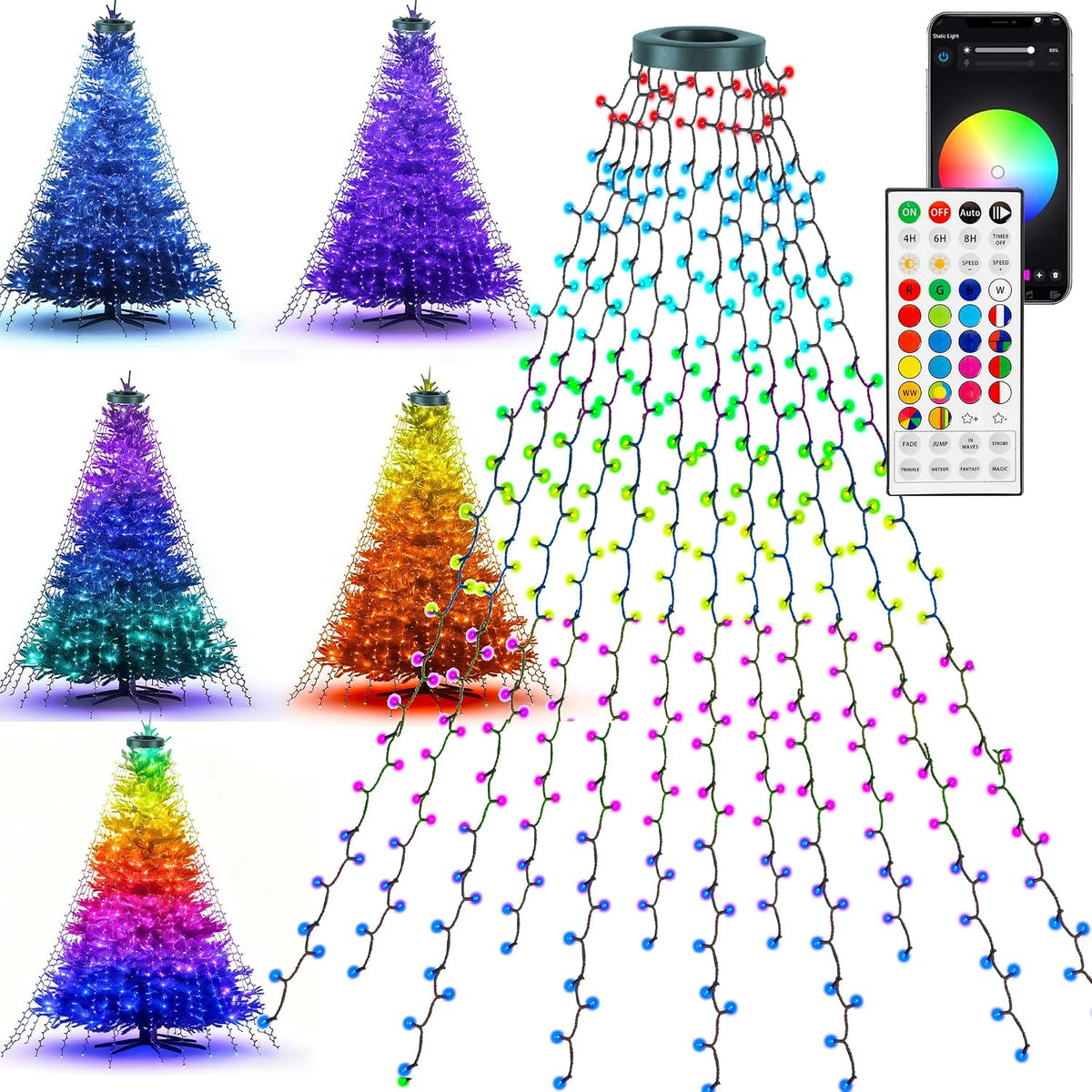 dazzle bright smart christmas tree lights, 448 led, main product view