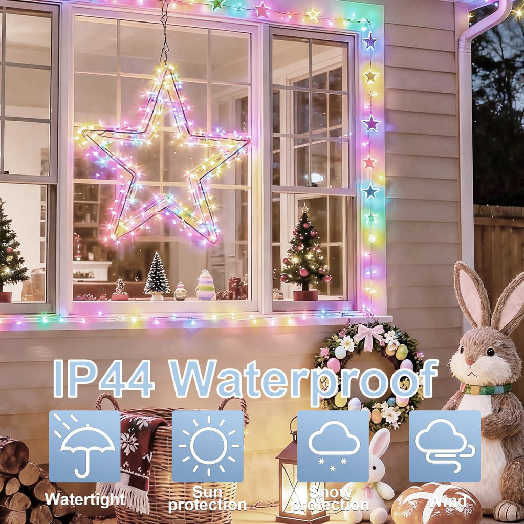 165ft Pastel Easter Lights String, Christmas Mini Light,500 LED with 16 Light Modes, Fairy Lights Plug in for Outdoor Xmas Trees Garland Wreath Holiday Decorations(Green Warm Pink Blue Purple)