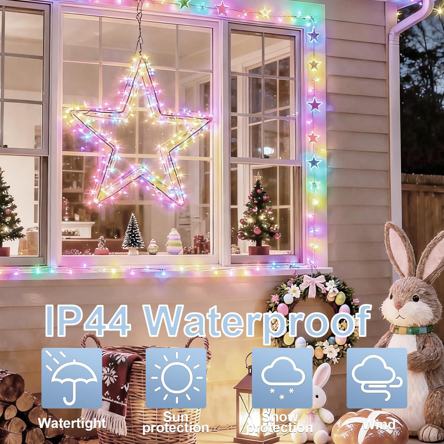 165ft Pastel Easter Lights String, Christmas Mini Light,500 LED with 16 Light Modes, Fairy Lights Plug in for Outdoor Xmas Trees Garland Wreath Holiday Decorations(Green Warm Pink Blue Purple)