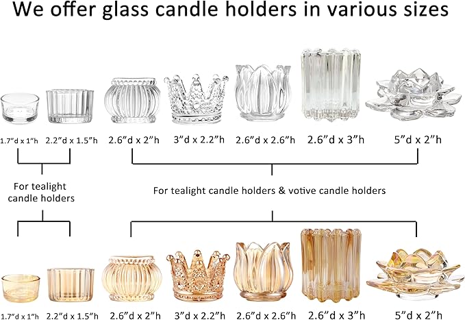 GOLDEAL 6Pcs Clear Glass Votive Candle Holders Tealight Holders Decorative, Tea Candle Holders Bulk,Candlestick for Wedding, Party,Dinner, Home Table Decor.