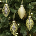 Gold Christmas Ornaments Set for Tree Decorations, Teardrop Finial | Large Gold Teardrop Pendant Tree Ornaments, Shatterproof Xmas Drop Decorations, Assorted Styles, 4in, 12-Piece Set