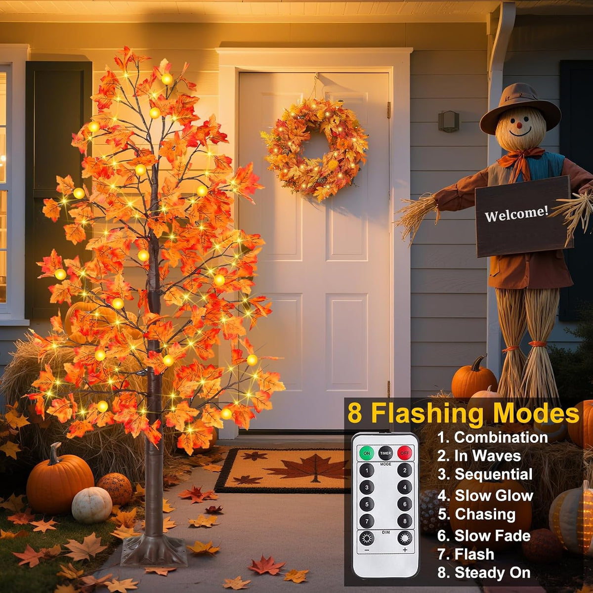 remote control&timer - 6 ft lighted prelit fall, close-up detail