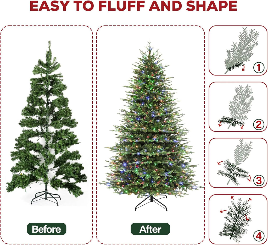 hykolity 7.5 ft prelit christmas tree with realistic, view 9