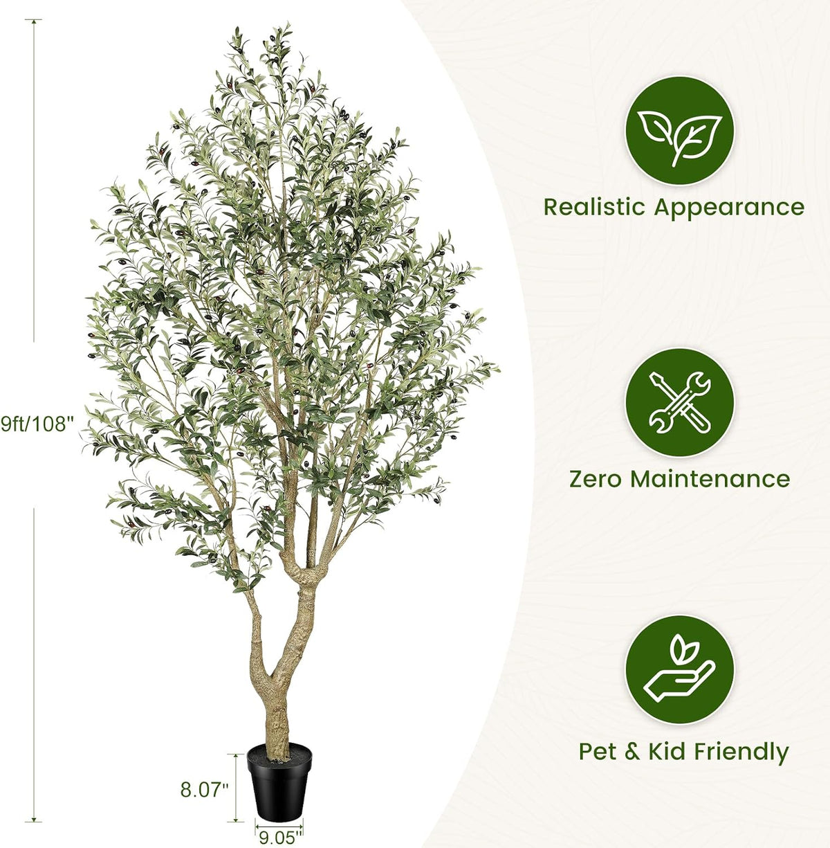feelead faux olive tree 10ft - realistic large, close-up detail