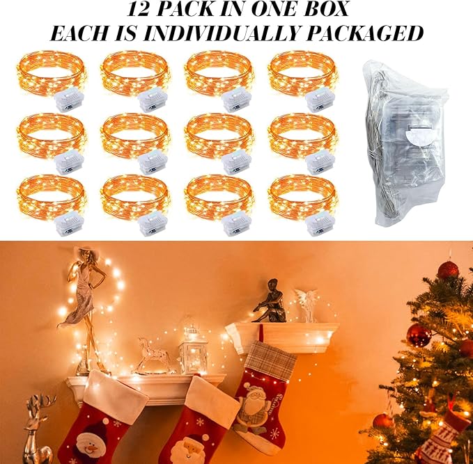ZGWJ 100 Pack Fairy Lights Battery Operated, 7ft 20 Mini LED Fairy String Lights Silver Wire 3 Modes for DIY, Parties, Wedding, Bedroom, Halloween Christmas Decoration Orange