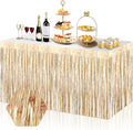 3 Pack 29x108 Inch Champagne Gold Foil Fringe Table Skirts Metallic Banner for Tinsel Streamer Garland Backdrop for Parade Floats Wedding Thanksgiving Birthday Christmas Halloween Party Decoration