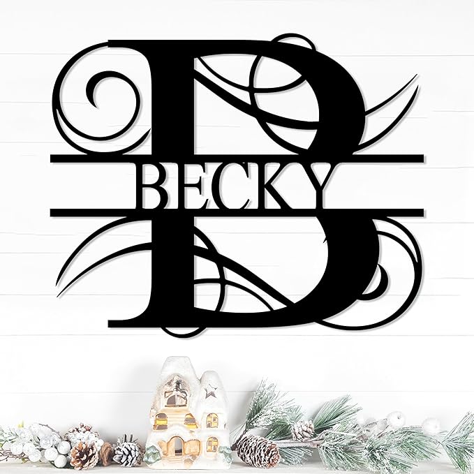 Personalized Metal Name Signs, Split Letter Monogram Wall Decor, Custom Last Name Sign, Family Name Sign for Outdoor, Personalized Wedding Gift, Garden Decor, Metal Wall Art, Housewarming Gift (MonogramDesign_6)