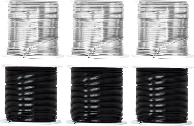 Mandala Crafts 20 Gauge Anodized Aluminum Craft Wire for Jewelry Making - 450 FT Colored Flexible Silver Black Wire - Bendable for Bonsai Armature Crafting Sculpting
