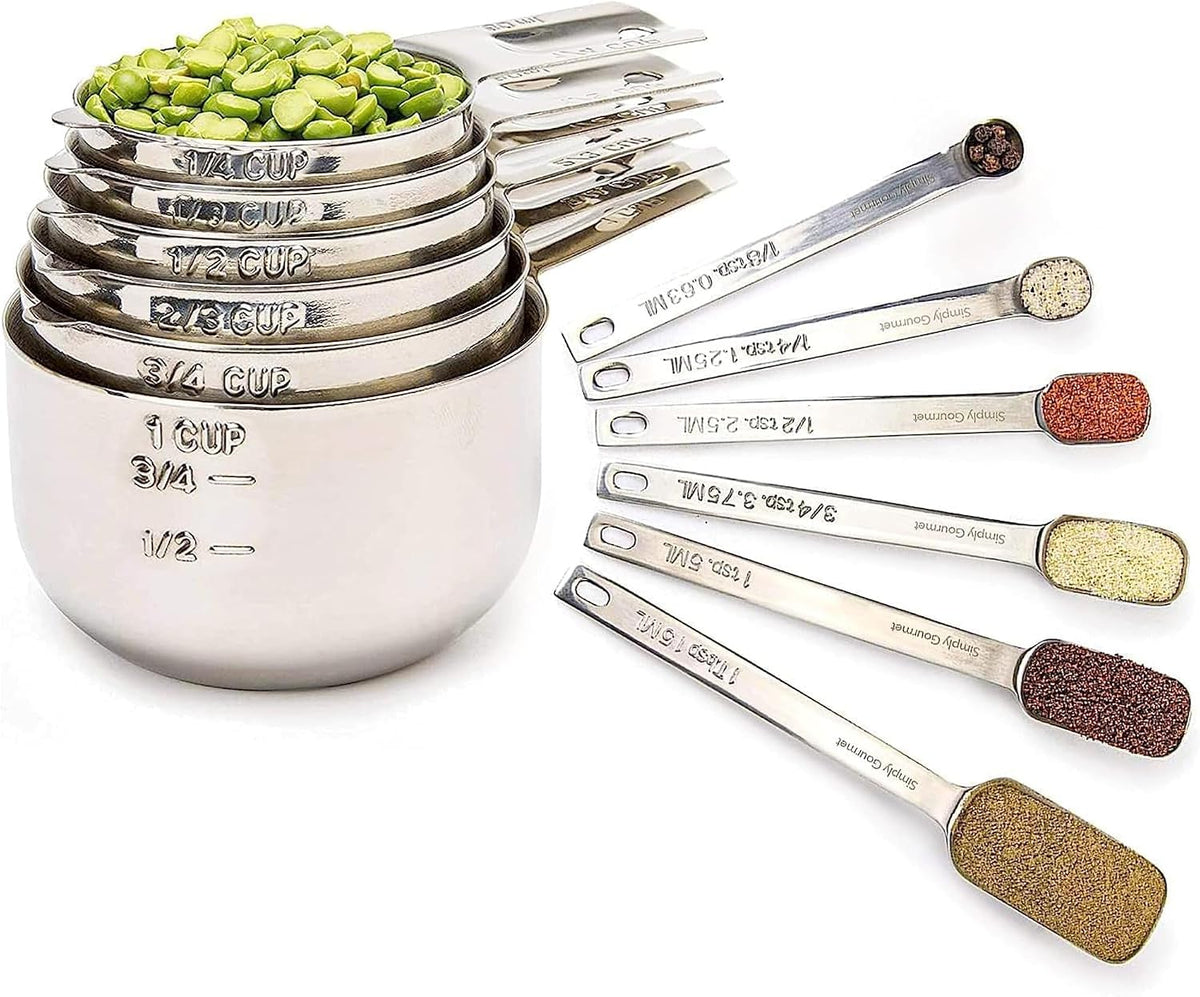 Simply Gourmet Measuring Cups & Spoons Set of 12, 18/08 Stainless Steel K...