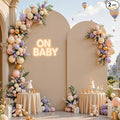 Nude Arch Backdrop Cover for Wedding, 7.2FT 6FT Set of 2 Stretchy Spandex Fitted Arch Stand Cover for Baby Shower, Birthday Party Decor, Chiara Backdrop Cover with Double-Sided Design