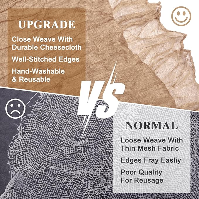 Asee'm 3pcs Cheesecloth Table Runner 120 Inches Long Nude Boho Gauze Cheese Cloth Runner 10FT Rustic Sheer Table Runners for Christmas Wedding Party Baby Shower Spring Easter Decoration
