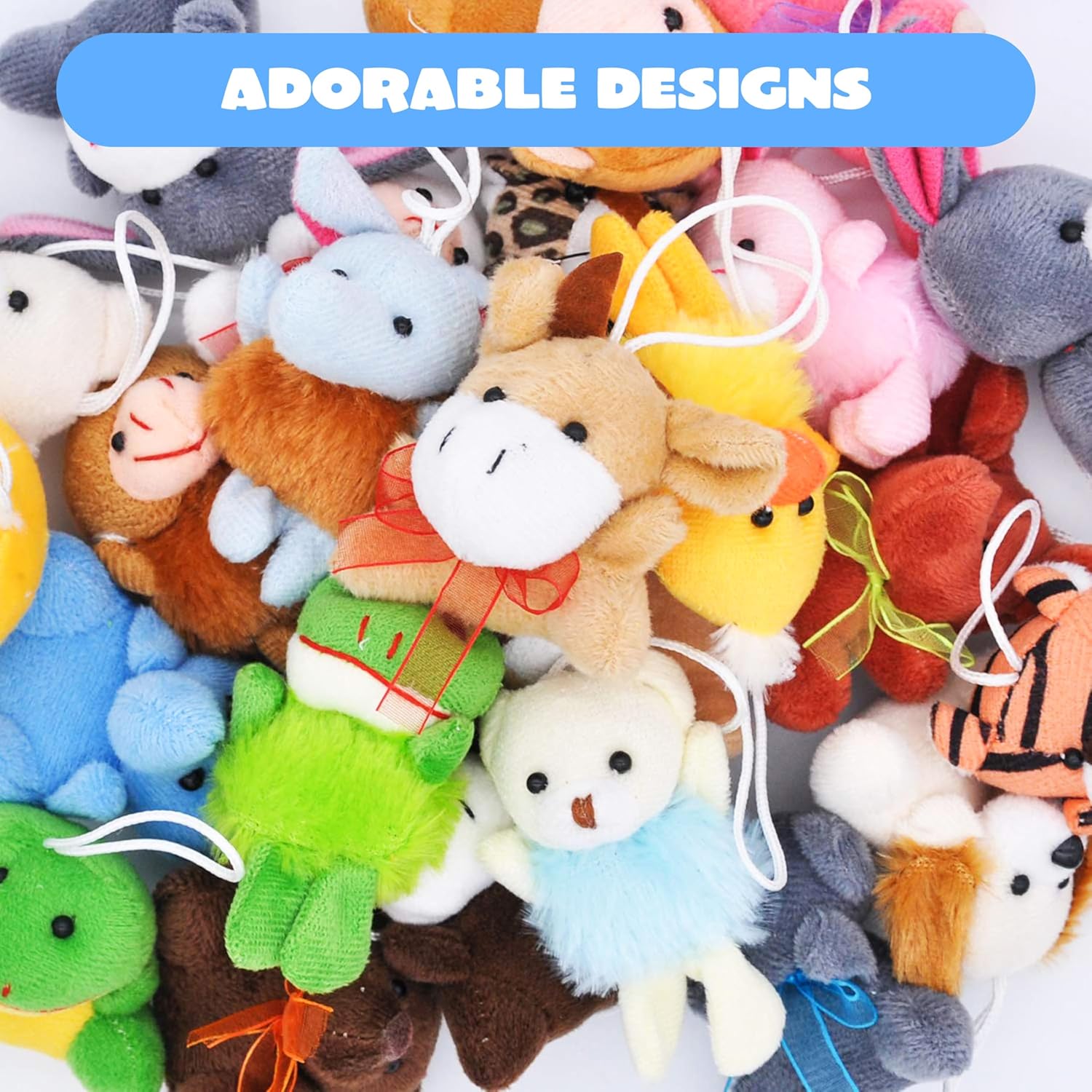 JOYIN 24 Pack Mini Animal Plush Toy Assortment (24 Units 3" Each), Animals Keychain Decoration for Kids, Small Stuffed Animal Bulk for Kids, Carnival Prizes, School Gifts, Party Favor Goodie Bags