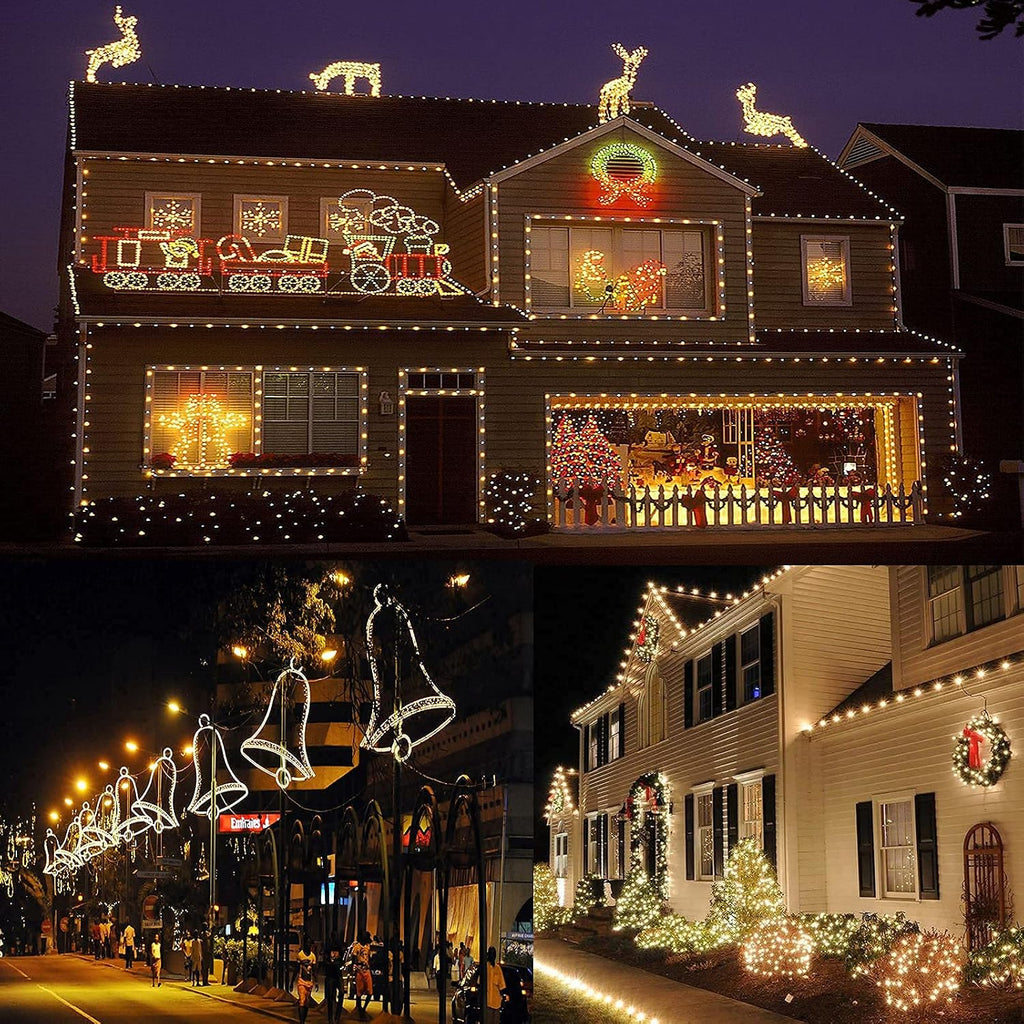 SURNIE LED Rope Lights Outdoor Warm White, Waterproof 50FT Cuttable 3000K Lighting Indoor 110V Connectable Flexible Electric Lights for Christmas Trees Bedroom Outside Patio Decor, Not Flat Strip