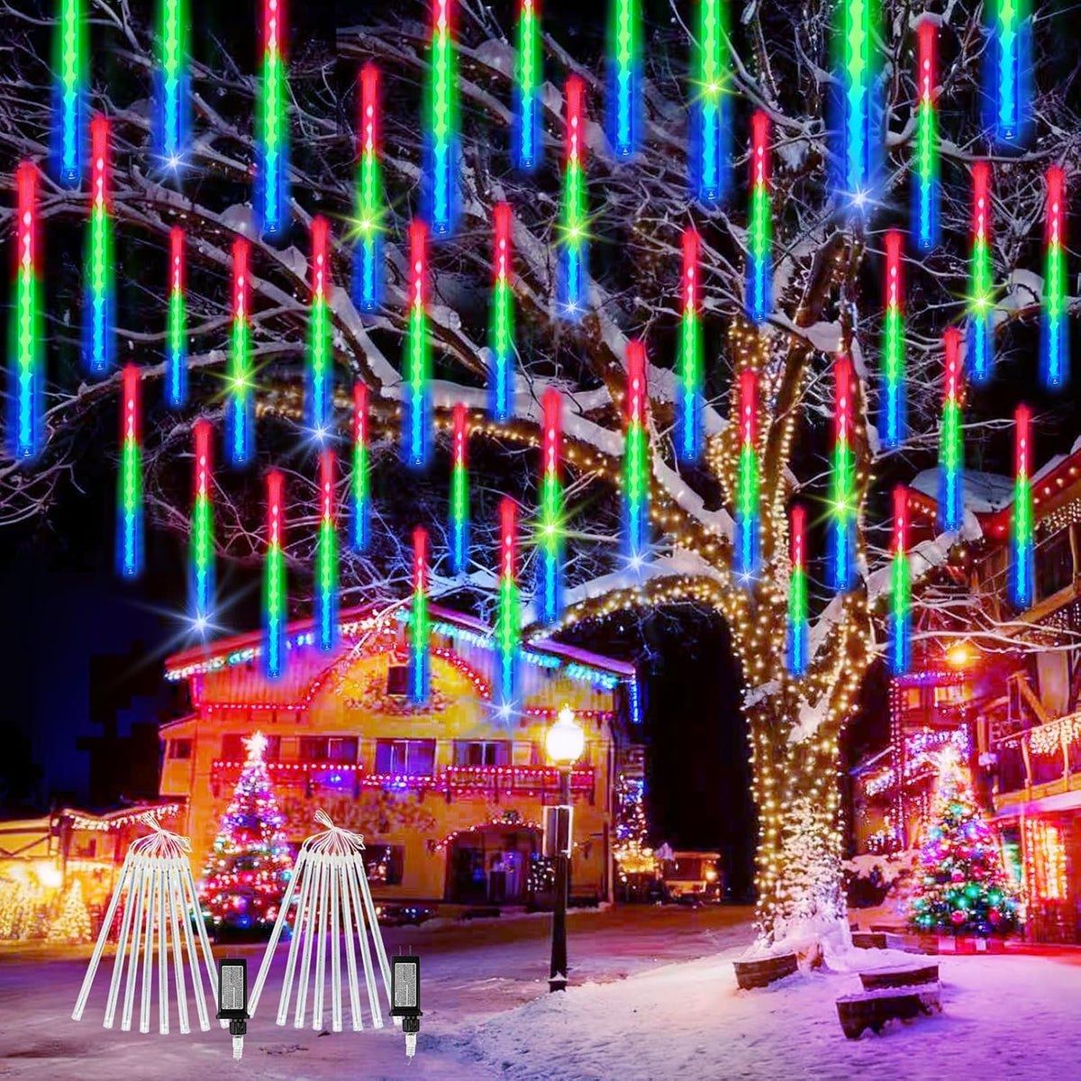 christmas lights outdoor 16 tubes 384 leds meteor, main product view