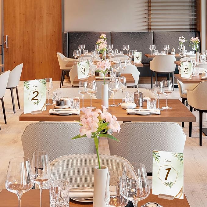 Acrylic Place Card Holders - 4 Inch Clear Table Number Holders Display Stand for Wedding Sign Name Card Menu Photos, Table Number Stands for Party Office Events Meeting Decoration, 20 Pack