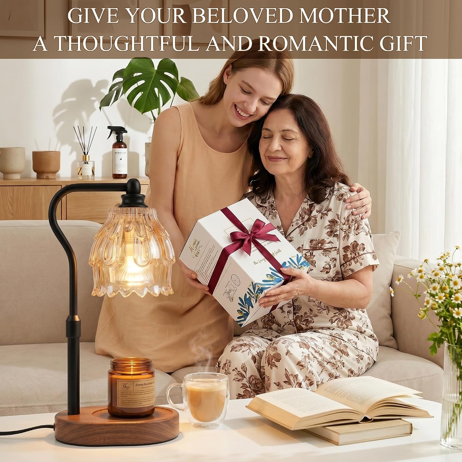 Candle Warmer Lamp with Timer and Wireless Remote Control, Dimmable Candle Warmer for Jar Candles, Height Adjustable Wax Melts Warmer, Mothers Day Birthday Gift for Women, House Warming New Home Decor