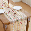 JIALE Champagne Floral Table Runner, Embroidery Daisy Seasonal Table Decorations, 120Inch 10FT 1PC Gold Tulle Fabric for Home Decor, Bridal Shower Wedding, Baby Shower Parties, DIY Craft