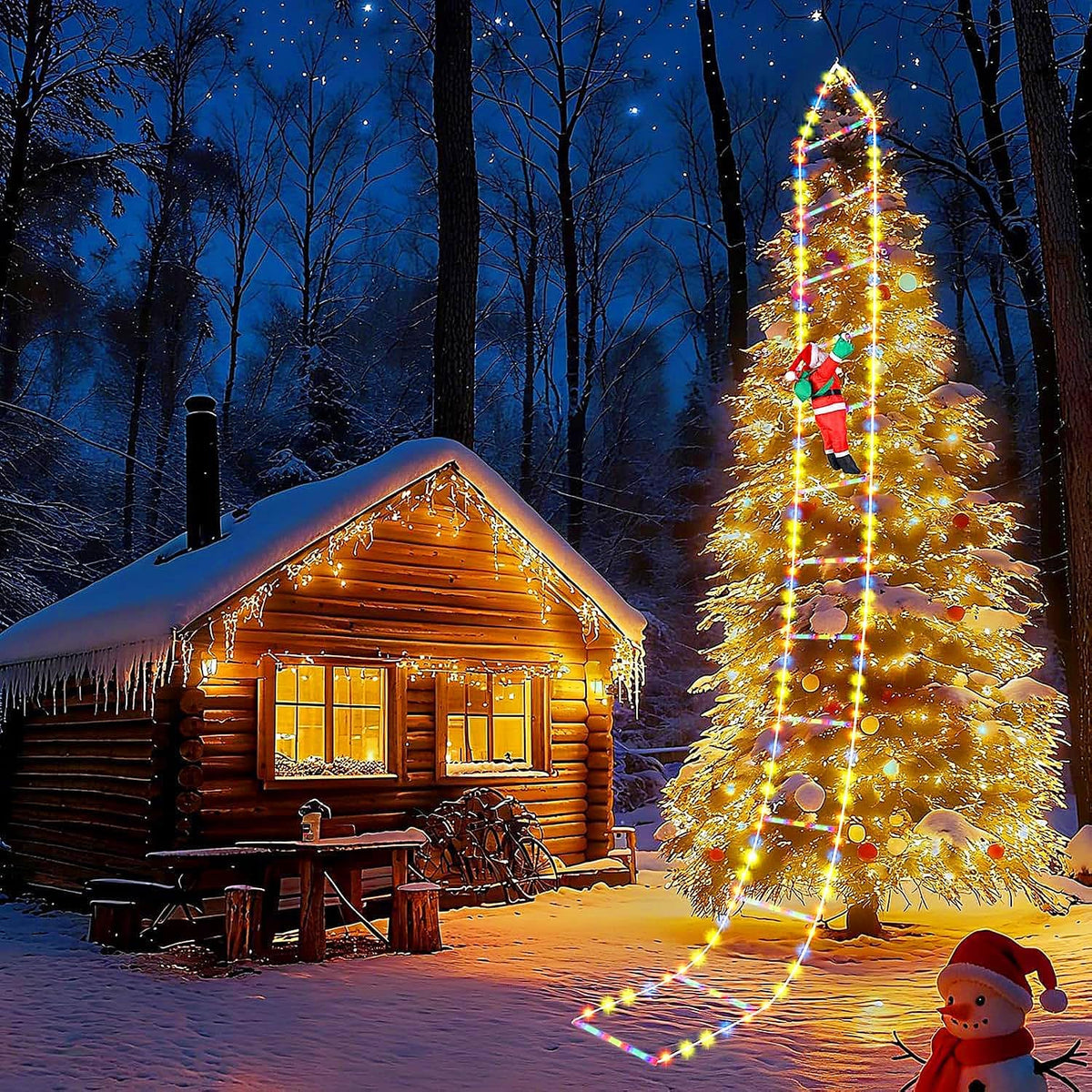 LED Christmas Ladder Lights 10ft with Santa Claus Decorations Decorative Mult...