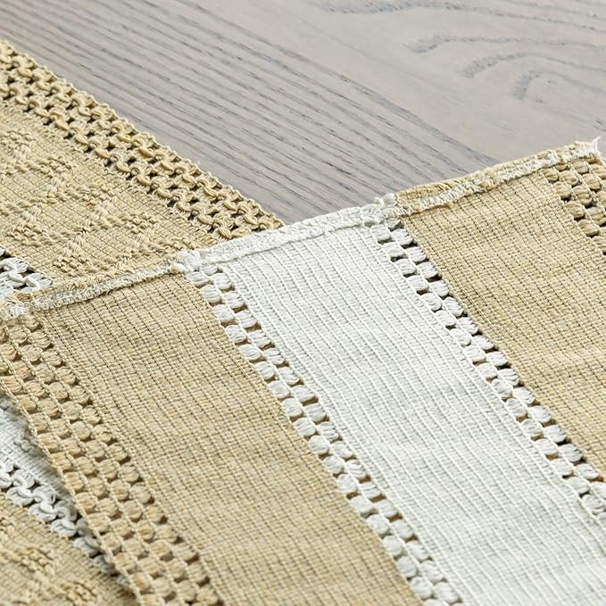 Artoid Mode Burlap Brown Farmhouse Rustic Table Runner, Seasonal Hollow Kitchen Dining Table Decoration for Home Party Decor 12x120 Inch