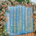30×10ft Blue Tulle Backdrop Curtain with Lights String for Parties, Sheer Photo Backdrop Curtains for Wedding Party Photography Background