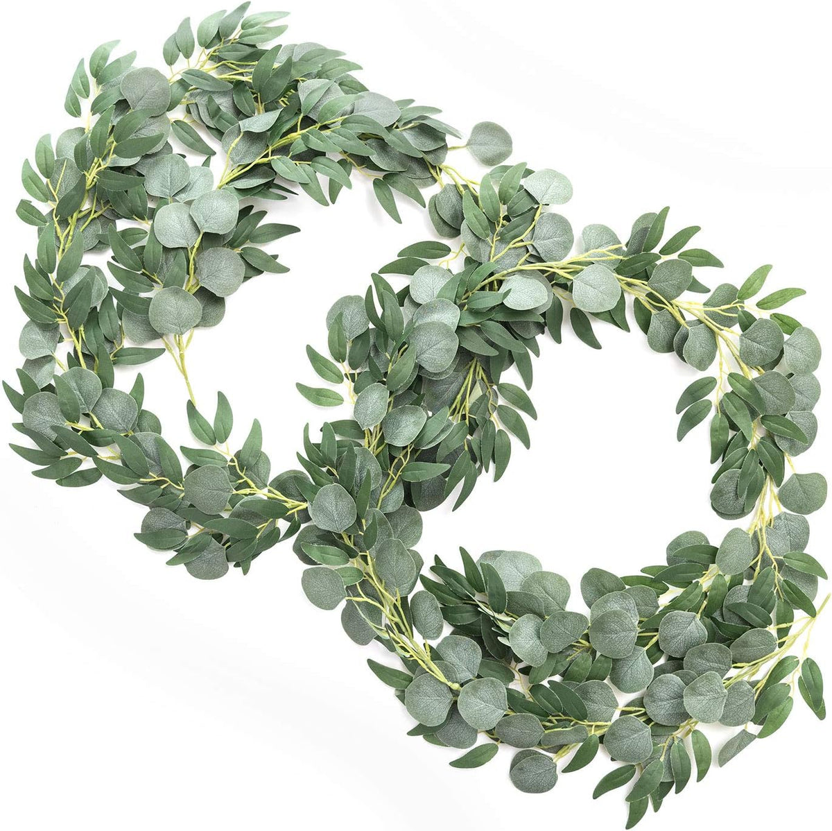 ling's moment green eucalyptus garland, 5.9ft, 2pcs, main product view