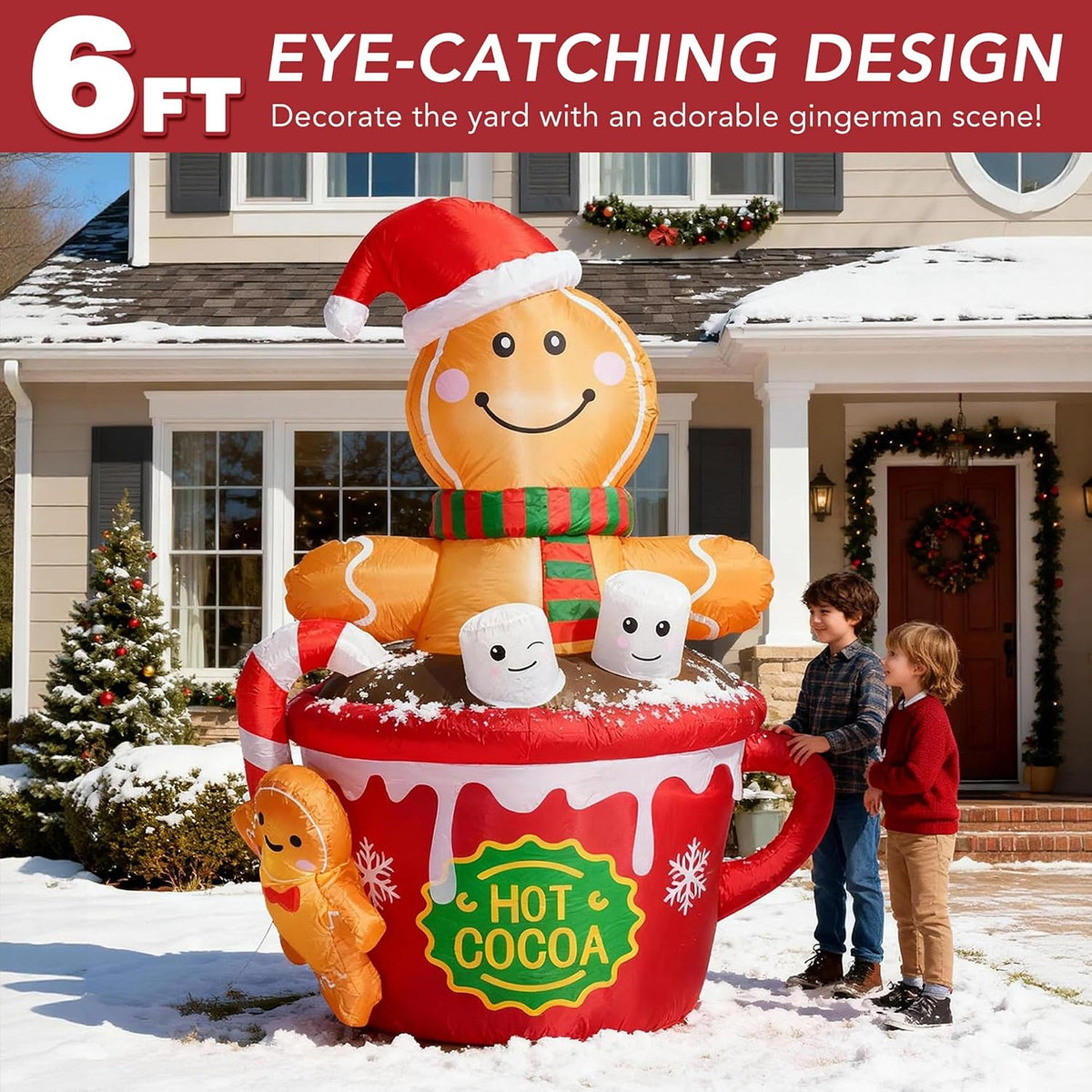 zpisf 6 ft christmas inflatables outdoor decorations, cute shown in use