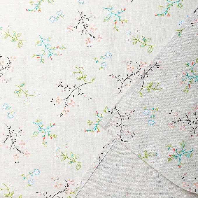 Pastoral Square Tablecloth - 52 x 52 Inch - Beige Linen Table Cloth - Washable Table Cover with Dust-Proof Wrinkle Resistant for Restaurant, Picnic, Bistro, Indoor and Outdoor Dining, Gardenia