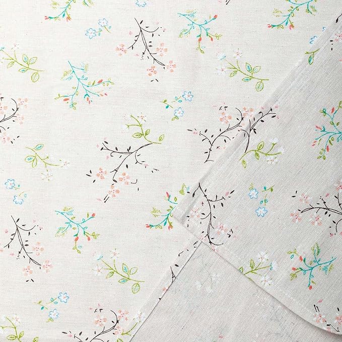 Pastoral Rectangle Tablecloth - 60 x 84 Inch - Beige Linen Table Cloth - Washable Table Cover with Dust-Proof Wrinkle Resistant for Restaurant, Picnic, Bistro, Indoor and Outdoor Dining, Gardenia