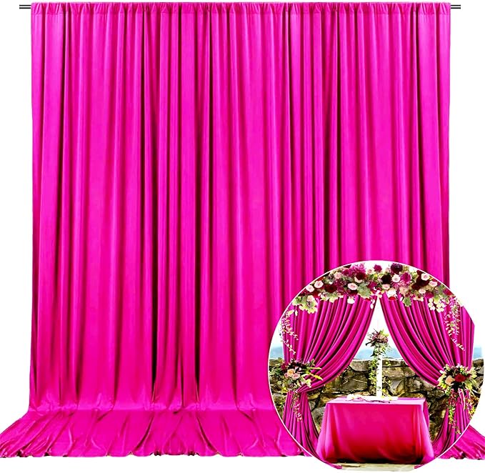 10 x 10 Feet Rose Red Backdrop Curtain for Partie, Background Curtains for Photoshoot, Birthday, Wedding, Halloween, Thanksgiving, Christmas Day, New Year Party Decorations 5Ft x 10Ft, 2 Panels