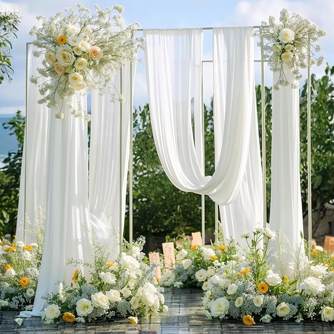 MDS Halloween Chiffon Draping Fabric - 2 Panel, 30" Wide x 100ft Long - Sheer Spooky Arbor & Canopy Drapery for Haunted House Backdrops, Party Ceilings, DIY Costumes & Themed Events - White