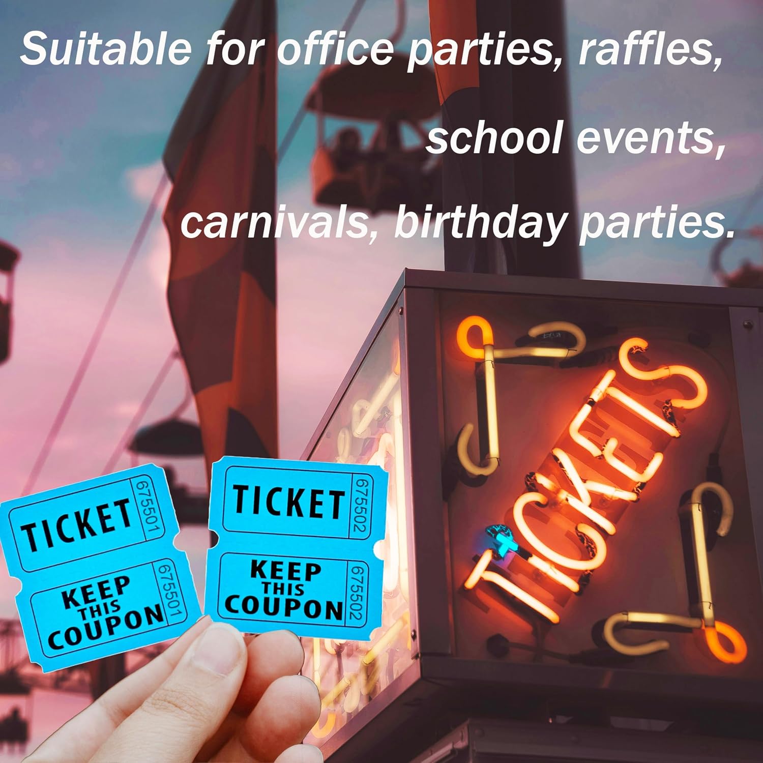 Homrelaxy 2000 Pcs 1000 Pairs Raffle Tickets, 50/50 Double Raffle Tickets, 250 Double Tickets Per Stack, for Events, Entry, Carnivals, and Door Prizes(Blue) (Pack of 2)