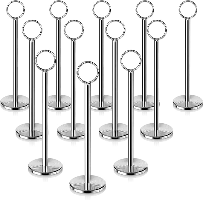 New Star Foodservice 23336 Ring-Clip Table Number Holder/Number Stand/Place Card Holder, 8-Inch, Set of 12