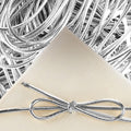 Jutom 100 Pcs Stretch Loops 16" Metallic Elastic Cord, Pre Tied Ornament Strings, Elastic Ribbon for Tags, String Bows for Christmas Decoration Gifts Wrapping Boxes (Silver)