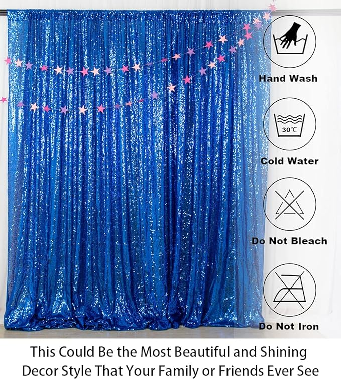 ShinyBeauty Royal Blue Sequin Backdrop 10FTx10FT Photo Backdrop for Wedding Sparkle Backdrop for Photograph Glitter Backdrop for Baby Shower Party Shimmer Fabric Background