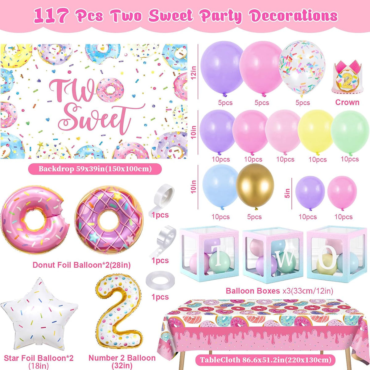 snln two sweet birthday party decorations 2nd birthday shown in use