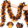 33FT Halloween Tinsel Garland with Orange Pumpkin Ornament, Shiny Metallic Twist Garland Outdoor Indoor Halloween Decorations for Home Table Office Classroom Fireplace Mantle Party Decor