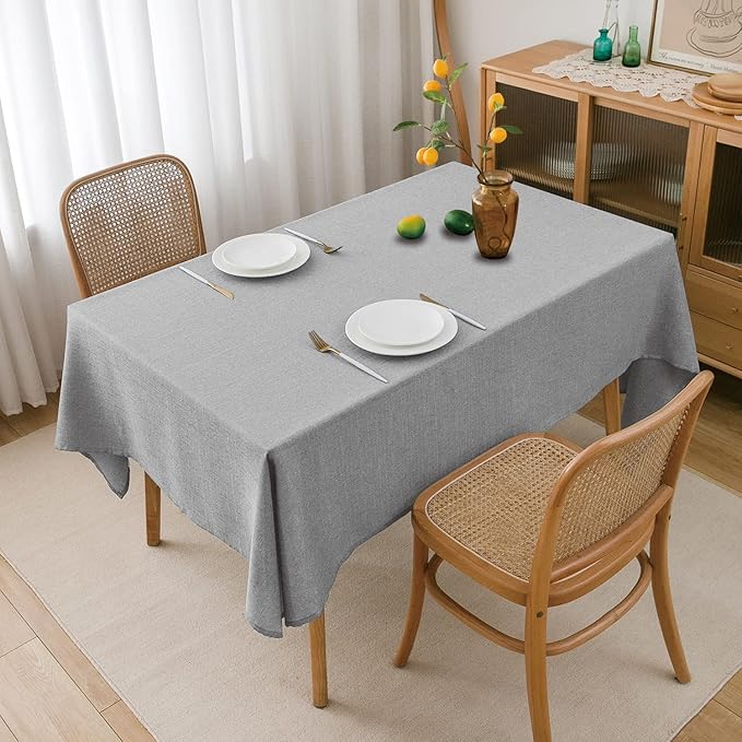 NLMUVW Square Linen Tablecloth, Light Grey Small Table Cloth Water Resistant Textured for Kitchen Dining Party Cafe, 54 x 54 Inch