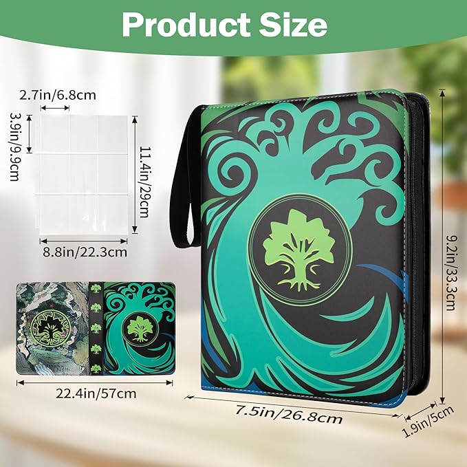 9 Pocket Card Binder for MTG/YGO/PTCG/Game Cards, Holds 900 Cards,Premium Card Collector Book for TCG Players,Toys Gifts for Kids(Green)