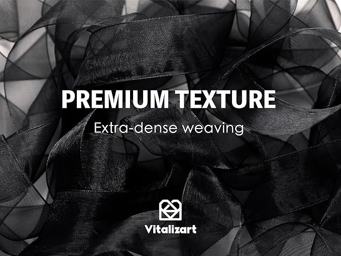 Vitalizart Black Ribbon Organza Sheer Ribbon 1 inch x 30Yd Handmade Fabric Ribbons for Gift Wrapping Christmas Tree Crafts Bows Wedding Invitations Wreaths Wrap